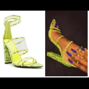 Lime Green SnakeSkin Heels